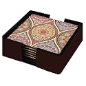 Set of 6 Beautiful Wooden Tea Coasters with Stand Designer Quality Coaster Set for Tea Cups, Coffee Mugs and Glasses (Sanskriti)