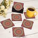 Tea Coasters Set of 6, Beautiful Design with Stand for Tea Cups, Coffee Mugs, and Glasses, Ideal for Diwali Gifting (Rivaaz)