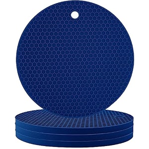 silicone coasters set of 4 pot holder drink coasters perfect tea coasters for dining table for hot pots all type of glasses mugs hot and cold blue