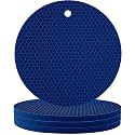 Silicone Coasters Set of 4 Pot Holder Drink Coasters Perfect Tea Coasters for Dining Table for Hot Pots All Type of Glasses Mugs hot and Cold (Blue)