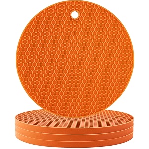 silicone coasters set of 4 pot holder drink coasters perfect tea coasters for dining table for hot pots all type of glasses mugs hot and cold orange