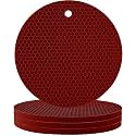 Silicone Drink Coasters - 4" INCHES, Non-Slip Grooved Design, Heat Resistant Coasters for All Type of Glasses Mugs Coffee (Square Red, Set of 2)