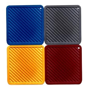 silicone drink set of 4 coasters - 434 inches non-slip grooved design heat resistant coasters for all type of glasses mugs coffee multi square