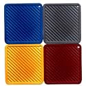 Silicone Drink Set of 4 Coasters - 4" INCHES, Non-Slip Grooved Design, Heat Resistant Coasters for All Type of Glasses Mugs Coffee (Multi, Square)