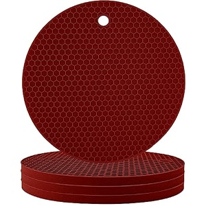 silicone coasters set of 4 pot holder drink coasters perfect tea coasters for dining table for hot pots all type of glasses mugs hot and cold red