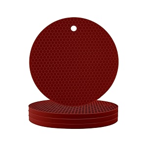 silicone coasters set of 6 pot holder drink coasters perfect tea coasters for dining table for hot pots all type of glasses mugs hot and cold red