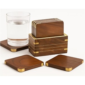 wooden coasters traditional style handmade decorative tabletop coasters for tea coffee cups mugs beer cans bar glass indian handicrafts gifting pen stand