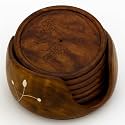Wooden Coasters Traditional Style, Handmade Decorative Tabletop Coasters for Tea Coffee Cups Mugs Beer Cans Bar Glass Indian Handicrafts Gifting (Antique)