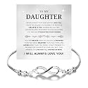 To My Daughter Bracelet, Gift from Mom or Dad, Meaningful Jewelry Keepsake for Her, Inspirational Message Bracelet, Parent to Daughter Gift for Birthday, Graduation, Christmas or Special Occasion