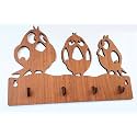 Three Owl Key Holder MDF Wood Wall Mounted Key Hanger Modern Key Holders for Home Decor Wooden Key Stand Stylish Key Organizer for Office Key Chain Hangers for Wall Handcrafted Key Rack