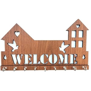 welcome home birds hearts key holder for wall wooden key organizer for home medal hanger mdf wood wall mounted key hanger handicraft key rack designer key stand for home decor items