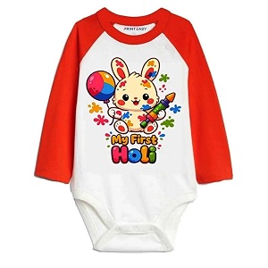 my first holi with family  1st holi with family printed romper for baby boys amp girls  d-07