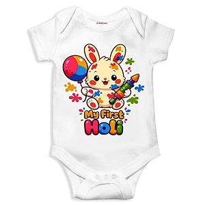 my first holi with family  1st holi with family printed romper for baby boys amp girls  d-07