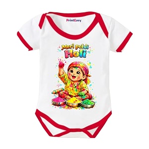 my first holi with family  1st holi with family printed romper for baby boys amp girls  d-07