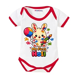my first holi with family  1st holi with family printed romper for baby boys amp girls  d-07