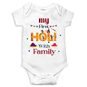 My First Holi With Family | 1st Holi With Family Printed Romper for Baby Boys &amp; Girls | D-07