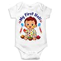 My First Holi With Family | 1st Holi With Family Printed Romper for Baby Boys &amp; Girls | D-07
