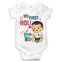 My First Holi With Family | 1st Holi With Family Printed Romper for Baby Boys &amp; Girls | D-07