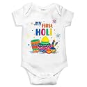 My First Holi With Family | 1st Holi With Family Printed Romper for Baby Boys &amp; Girls | D-07