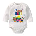 My First Holi With Family | 1st Holi With Family Printed Romper for Baby Boys &amp; Girls | D-07