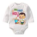 My First Holi With Family | 1st Holi With Family Printed Romper for Baby Boys &amp; Girls | D-07