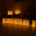 WYMM Be My Girlfriend Light Up Letters, 30 Tea Lights & Rose Petals