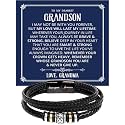 To My Grandson Bracelet, Bracelet Grad Gift for Grandson, Bracelets For Grandson From Grandparent, Birthday Gift Bracelets with Message Card and Box
