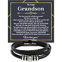 To My Grandson Bracelet, Bracelet Grad Gift for Grandson, Bracelets For Grandson From Grandparent, Birthday Gift Bracelets with Message Card and Box