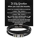 To My Grandson Bracelet, Bracelet Grad Gift for Grandson, Bracelets For Grandson From Grandparent, Birthday Gift Bracelets with Message Card and Box