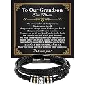 To My Grandson Bracelet, Bracelet Grad Gift for Grandson, Bracelets For Grandson From Grandparent, Birthday Gift Bracelets with Message Card and Box