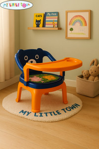 my little town kids feeding chair dark blue 02  whistling cushioned chair  toddler chair plastic chair finish color - dark blue with orange diydo-it-yourself