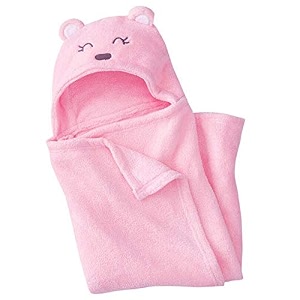 my newborn by 10club baby 3 in 1 super soft blanket  wrapper hooded bath towel - meow pink
