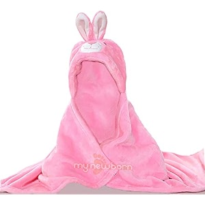 my newborn baby 3 in 1 blanket wrapper hooded bath towel - combo pack of 2