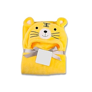 my newborn baby ac blanket -pack of 1 yellow tiger  boy girl new born wrapper  0-12 months  skin-friendly  soft hooded swaddle  great gift  bath towel  bath robe  multipurpose comforter