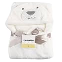 MY NEWBORN Baby Blanket Hooded Wrapper Soft Towel with Fancy Cartoon Cap (Bear-Owhite)