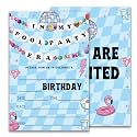 In My Pool Party Invitations, Friendship Bracelet Birthday Invitation, Teen Birthday Girl Music Party Invite, 20 Pool Disco Theme Double-Sided Fill in Style Bday Invite Cards Supplies 4x6 inch-E10
