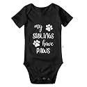 My Siblings Have Paws Bodysuits, Infant Boy Girl Newborn Cotton Romper Short Sleeve Jumpsuit Outfits 0-24 Months