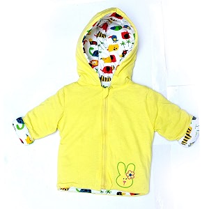 my baby town baby unisex full sleeve reversable hooded jacketwinter jackets for toddler girlsboys- sweater for girlsbaby boys yellow 18-24 months