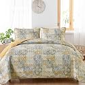 Mybedsoul Boho Quilt King Size, Patchwork Reversible Bedding Set, Yellow