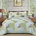 Mybedsoul Boho Quilt King Size, Patchwork Bedding Set, Sage Green