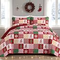 Mybedsoul Christmas Bedding Set, Christmas Patchwork Quilt Set Queen