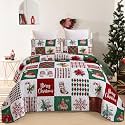 Mybedsoul Christmas Quilt Set Queen Size, Christmas Patchwork Bedding Set