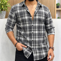 Myethics Men Checkered Casual Grey Shirt