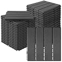 MYFAMIREA 36 Pcs Plastic Interlocking Deck Tiles 12" x 12" Patio Floor Decking Tiles Indoor Outdoor Waterproof Non-Slip Flooring Tiles All Weather Use for Balcony Backyard Porch Poolside, Dark Grey