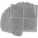 MYFAMIREA Modular Interlocking Cushion 12 Pack 11.8" x 11.8" Rubber Floor Tiles Non-Slip Splicing Drainage Mats for Deck, Pool, Shower, Patio, Balcony, Bathroom, Kitchen, Yard (2 Rows Dots, Gray)