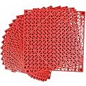 MYFAMIREA Modular Interlocking Cushion 12 Pack 11.8" x 11.8" Rubber Floor Tiles Non-Slip Splicing Drainage Mats for Deck, Pool, Outdoor Shower, Patio, Balcony, Indoor Bathroom, Kitchen, Yard (Red)