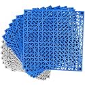 MYFAMIREA Modular Interlocking Cushion 12 Pack 11.8" x 11.8" Rubber Floor Tiles Non-Slip Splicing Drainage Mats for Deck, Pool, Outdoor Shower, Patio, Balcony, Indoor Bathroom, Kitchen (Gary Blue)