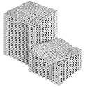 MYFAMIREA Modular Interlocking Cushion 36 Pack 11.8" x 11.8" Rubber Floor Tiles Non-Slip Splicing Drainage Mats for Deck, Gray