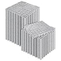 MYFAMIREA Modular Interlocking Cushion 48 Pack 11.8" x 11.8" Rubber Floor Tiles Non-Slip Splicing Drainage Mats for Deck, Gray