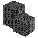 MYFAMIREA Modular Interlocking Cushion 48 Pack 11.8" x 11.8" Rubber Floor Tiles Non-Slip Splicing Drainage Mats for Deck, Black
